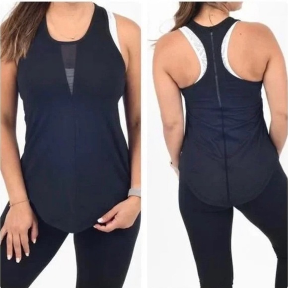 Zyia Active Effortless Black Racerback Mesh Athletic Workout Tank Top Size L - Picture 1 of 5